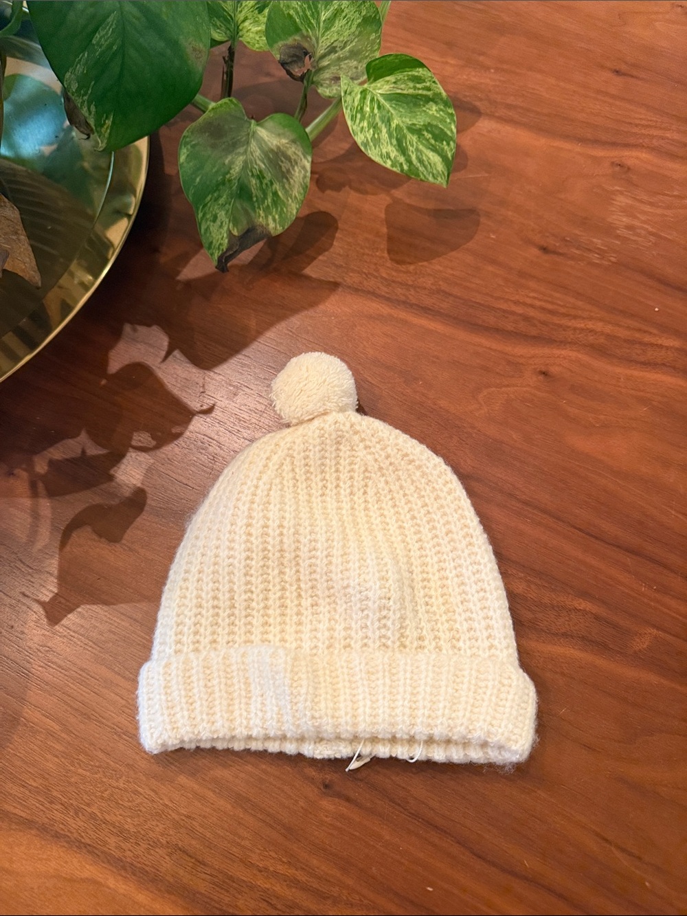 NWOT ZARA Cream Knit Pom Beanie